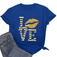 thumbnail image 2 of JINMGG Mens Tops under $5,Unisex Crewneck T-Shirts LOVE Print Classic Comfortable Blouses Valentines Tops,Blue XXXL, 2 of 5