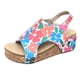 thumbnail image 4 of Bmisegm Women's Slope High Heel Sandals Flower Print Sandals Womens Sandals Summer Pink 8, 4 of 9