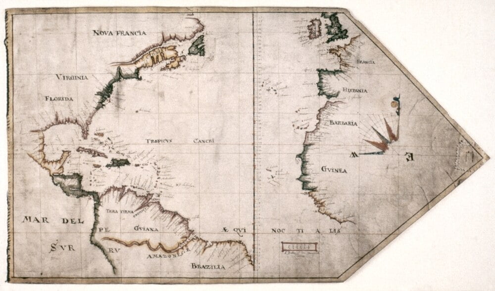 Virginia Company Map, C1607. /Nmap Of The World Featuring North America