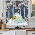thumbnail image 4 of Blue White Daisy Kitchen Window Curtains, Swag Curtains Valance for Bedroom Living Room Bathroom, Vintage Farmhouse Butterfly Floral Wood Rod Pocket Window Curtain Block Drapes 2 Panels 36"x36", 4 of 9