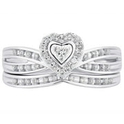 Arista 1/4 Carat T.W. Diamond Women's Heart-Shape Bridal Set in 10K White Gold (I-J, I2-I3)
