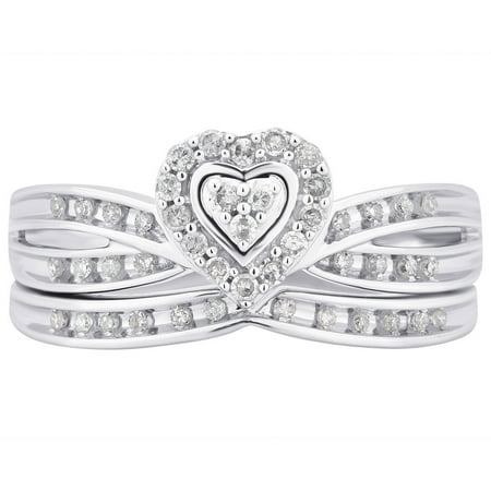 Arista 1/4 Carat T.W. Diamond Women's Heart-Shape Bridal Set in 10K White Gold (I-J, I2-I3)