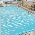 thumbnail image 2 of Findosom 5'x8' Waterproof Stripe Outdoor Rug, Foldable Reversible Plastic Straw Rug, Large Patio Rug for Outdoors, RV, Patio, Backyard, Deck, Picnic, Beach, Camping Teal, 2 of 6
