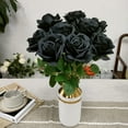 thumbnail image 6 of Asisol 12PCS Artificial Flower Fake Roses with Long Stems for Valentine's Day Wedding Bouquets Centerpieces Bridal Shower Party Home Decor (Black Green), 6 of 7