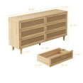 thumbnail image 3 of Tcbosik 59" Rattan Dresser with 6 Drawers, Modern Chest of Drawers, Clothes Storage Cabinet Organizer for Bedroom, Living Room, Hallway, Natural, 3 of 7