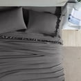 thumbnail image 3 of 4 Piece Ruffle Sheet Set, 2" Inch Ruffle Hem On Flat Sheet, 15 Inch Deep Pocket, 100% Egyptian Cotton, 800 TC, Olympic Queen Size, Solid Dark Grey, 3 of 4