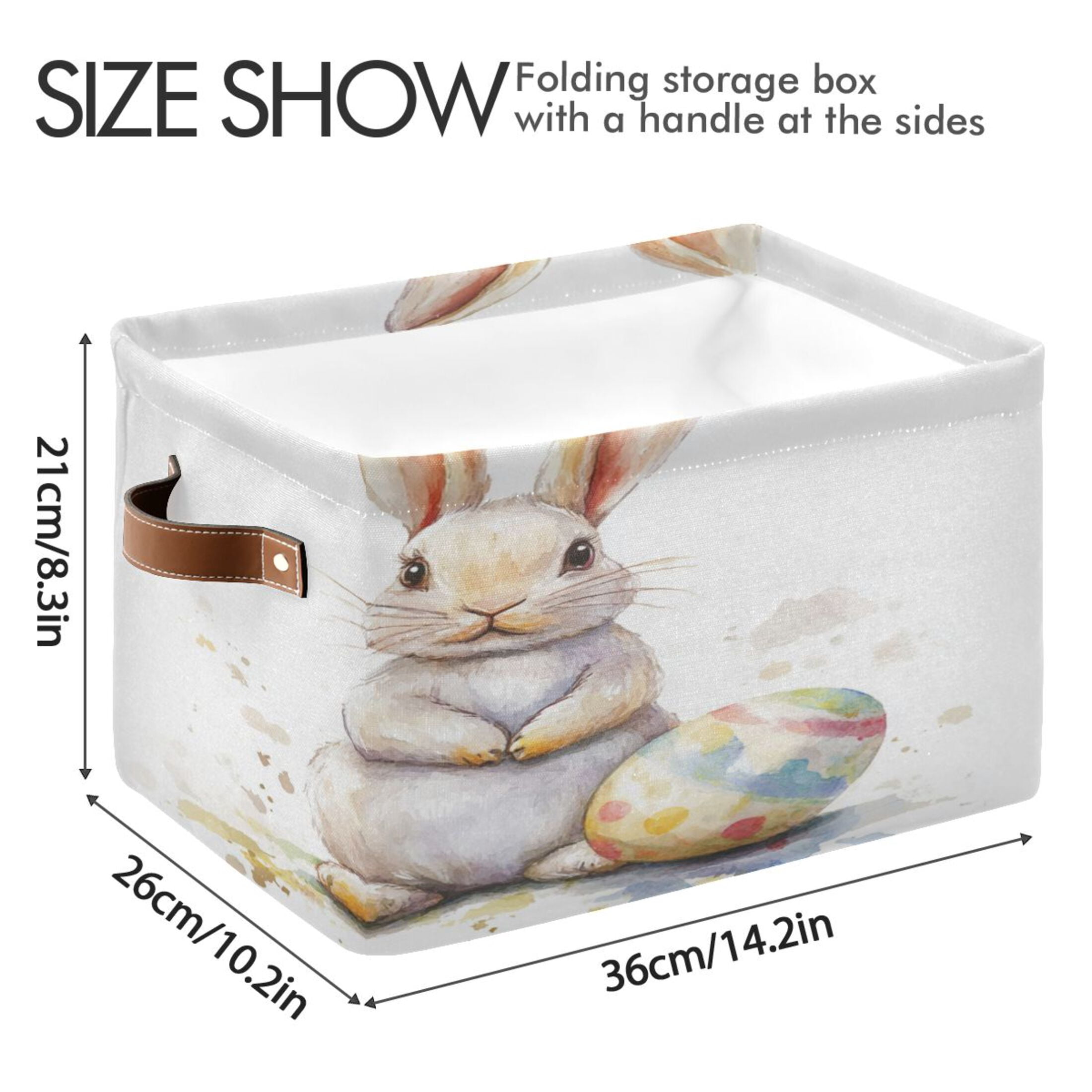 Square Storage Basket 14.2*10.2*8.3 Inch One Sizex2 Shelf Basket Open Home Storage Bins Bedroom Storage Basket Closet Storage Stylish Decor Easter Cartoon Rabbit