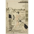 thumbnail image 3 of Chōbunsai Eishi 17x24 Black Modern Framed Museum Art Print Titled - Ono No Komachi Washing the Copybook, from the Series the Fashionable Seven Komachi (Furyu Nana Komachi) (1788), 3 of 5