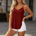 thumbnail image 4 of Women's Side Slit Textured Camisole Summer Petite V-Neck Sleeveless Tank Top Airy Adjustable Strap Beach Travel Tops Wine, 4 of 7