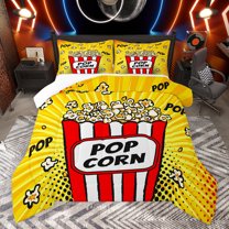 jejeloiu Popcorn Bedding Comforter Set,Movie Time Twin Comforter Sets,Orange Red Bedding Set For Boys Girls,Luxury Bedroom Decor,2pcs