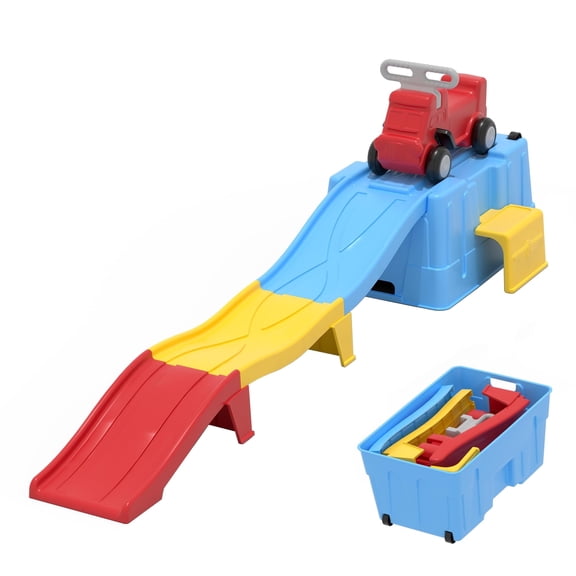 Up & Down Roller Coaster Ride on Toy Toddler Indoor Outdoor Playset Storage Design Multicolor