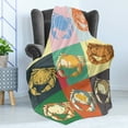 thumbnail image 4 of Crabs Soft Flannel Fleece Throw Blanket, Illustration of Crabs Different Colors Poprt Style Retro Design Print, Cozy Plush for Indoor and Outdoor Use, 60" x 80", Pale Yellow and Orange, by Ambesonne, 4 of 5