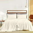 thumbnail image 2 of Couture Charm Hotel Luxury 500-TC Peruvian Pima Cotton California King Size 4-Pcs Sheet Set Fits Upto 19-23" Deep Pocket (Solid, Ivory), 2 of 4