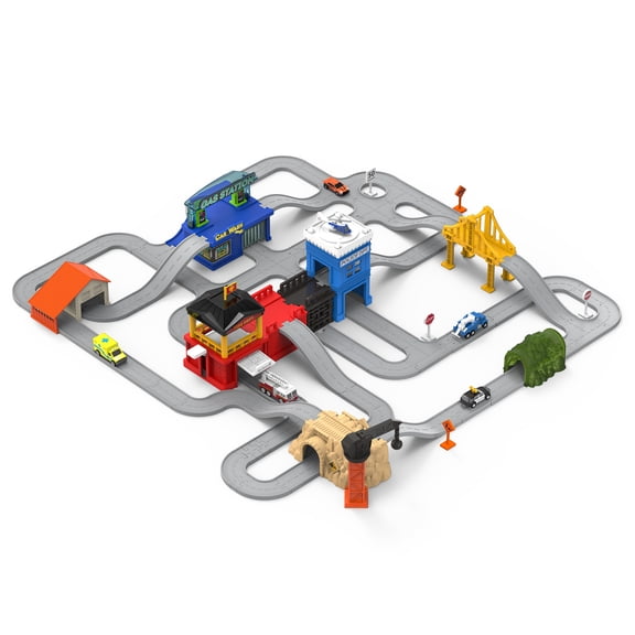 Driven by Battat 129-Piece City Playset with Toy Vehicles and Buildings for Kids 3  Years Old