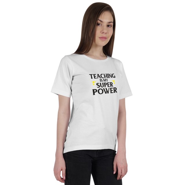 Inkmeso Haut Col Rond pour Femmes Enseignement Est Mon Super Pouvoir T-Shirt Citation Graphique Enseignant