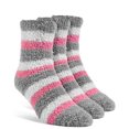 thumbnail image 1 of YolBer Women's Striped Fluffy Quarter Fuzzy Socks - 3 Pairs, 1 of 1