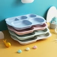 thumbnail image 3 of Juego de platos llanos de 4 piezas, 5 compartimentos, plato llano de 28 cm de PP saludable, plato de camping ligeramente separado, plato divisorio irrompible para niños y niños, 3 of 6
