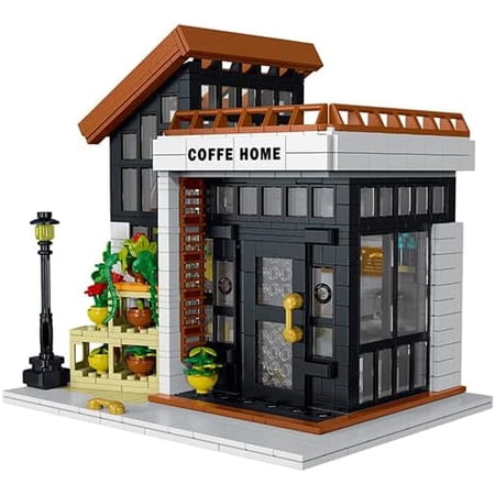 Honchoes Coffee Shop Building Set with LED Compatible with Lego City Street View Architecture Model for Adults 1512 Pcs