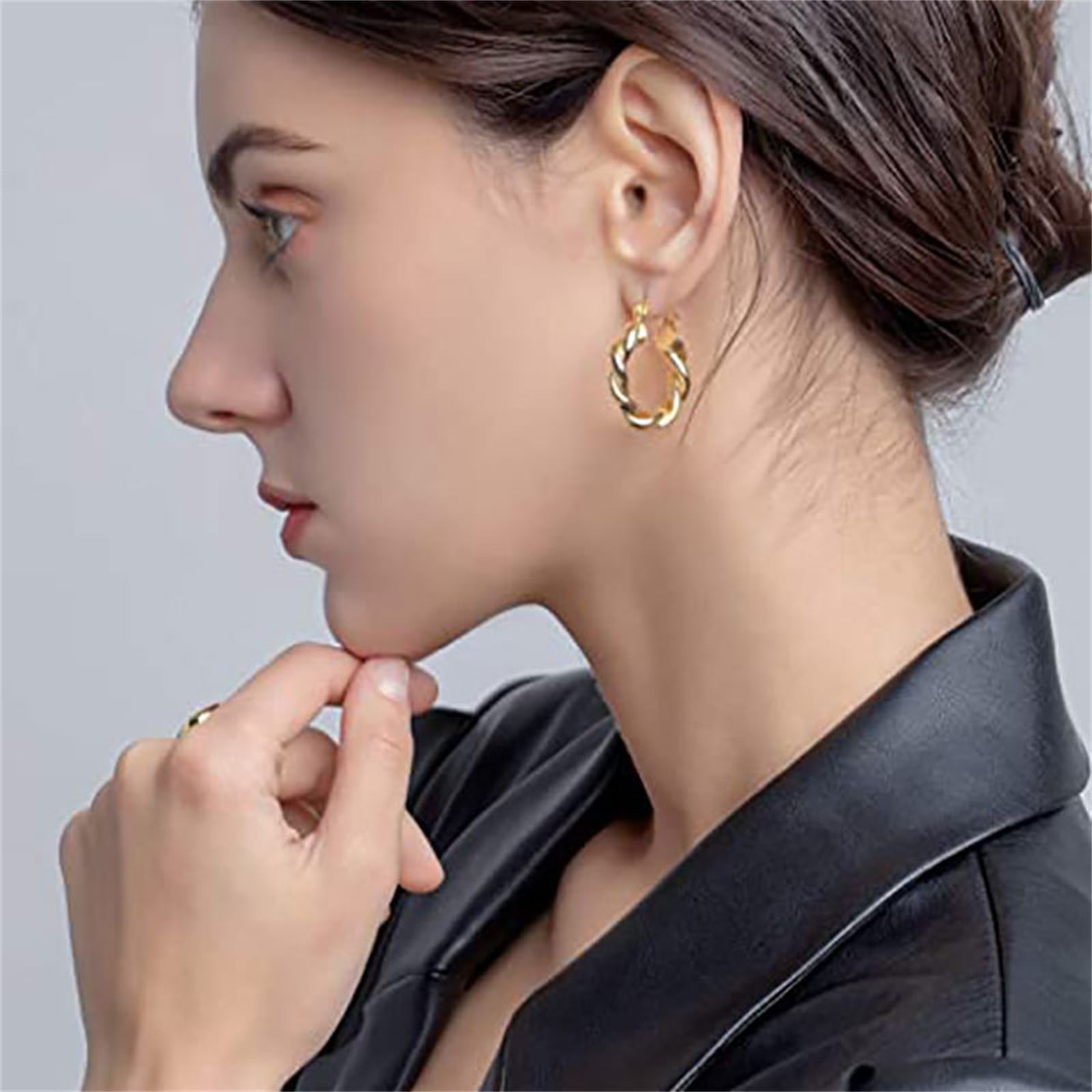Details about   Open Circle Studs Geometric Teardrop CZ Earrings Women Girls 14K Solid Gold