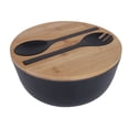 thumbnail image 1 of Cuenco multiusos para servir, cuenco de fibra de bambú para ensalada con tapa y cubiertos, diseño elegante, tabla de cortar, fácil de limpiar, para mezclar biodegradables, cuenco para mezclar con, 1 of 6