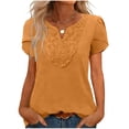 thumbnail image 5 of Enjoytime Women's Tops Solid Color Lace Patchwork V Neck Short Sleeve Blouses Summer Vacation Casual Shirts, 5 of 8