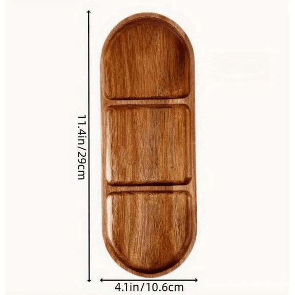 Wooden Serving Trays Board Decorative Tray Natural Wood Serving Platters Small Oval Wood Plate Bathroom Counter Tray for Kitchen Bathroom(Acacia Wood)