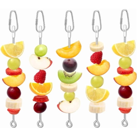 5 Pcs Fruit Vegetable Bird Cage Feeder,Stainless Steel Suspended Bird Toys and Accessories for Parakeets, Cockatiels, Conures and Small Animals
