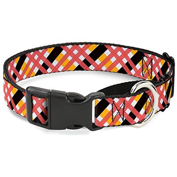 Buckle-Down Plaid Black Red Martingale Dog Collar