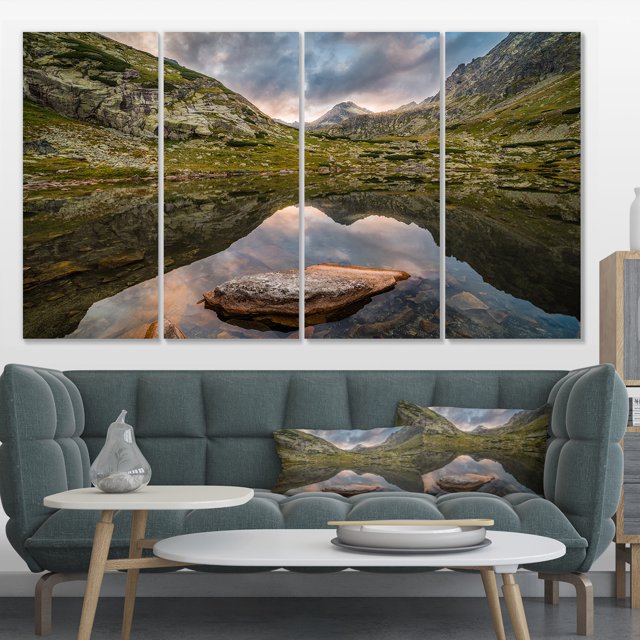 Mountain Lake over Skok Waterfall - Extra Large Seashore Canvas Art