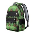 thumbnail image 2 of Bigfoot and Campfire Green Pattern Backpack for School, Cute School Bag with Adjustable Shoulder Straps and Padded Back, 15.3"x11"x7.1", 2 of 3