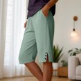 thumbnail image 2 of vigerkar Women's Casual Summer Bermuda Shorts Side Split Button Deco Knee Length Long Shorts with Pockets, Dressy High Waisted Work & Beach Outfits (Light Green, XXL), 2 of 8