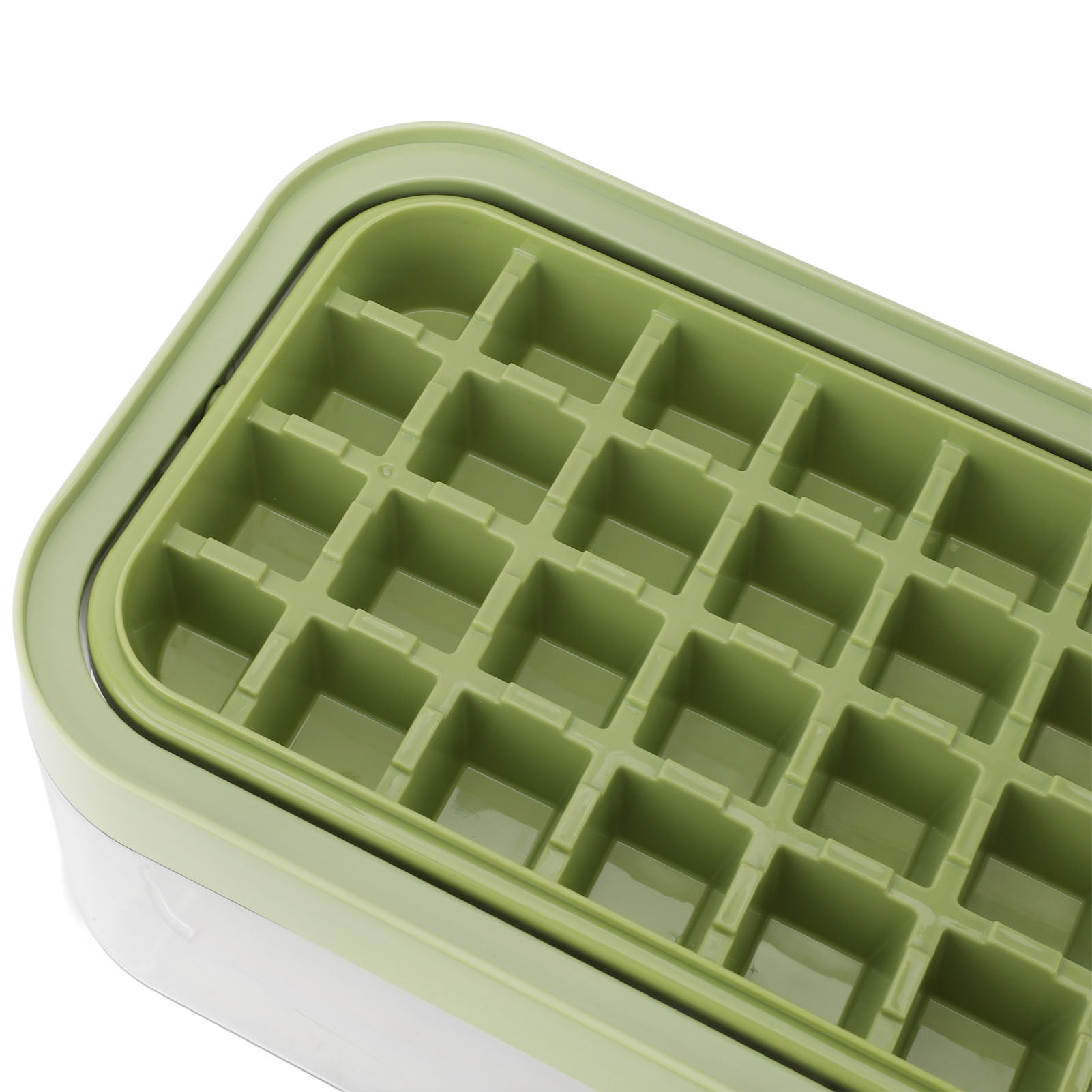 32-Cube Ice Tray Set with Lid & Scoop, Easy-Release Freezer Ice Maker - Green