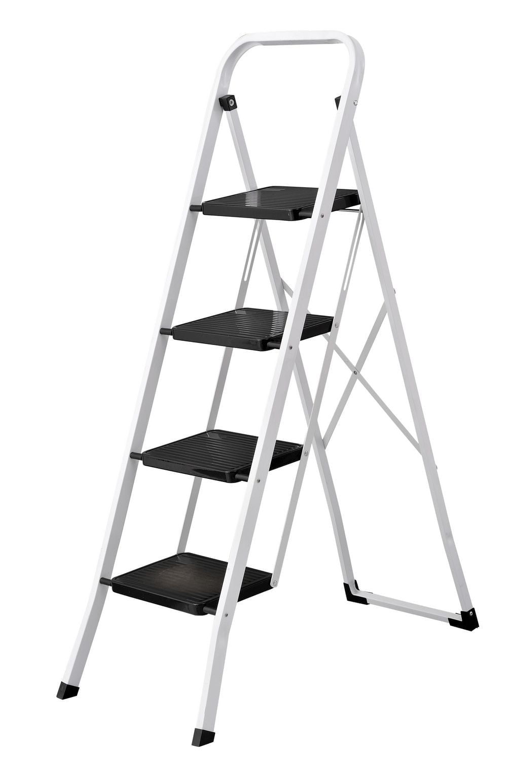 Homeworks 4-Step Steel Folding Ladder with Wide Steps and Hand Grip