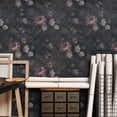 thumbnail image 5 of VEELIKE 17.7''x118'' Vintage Dark Floral Peel and Stick Wallpaper Peony Floral Boho Removable Self Adhesive Prepasted Decorative Black Floral Wallpaper Rolls for Bedroom Bathroom Walls Cabinets Shelf, 5 of 10