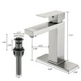 thumbnail image 4 of Bathroom Faucet Single Hole, Modern Single Handle Stainless Steel Faucet with Deckplate & Drain Assembly, for Bathroom Sink (Brushed Nickel), 4 of 9