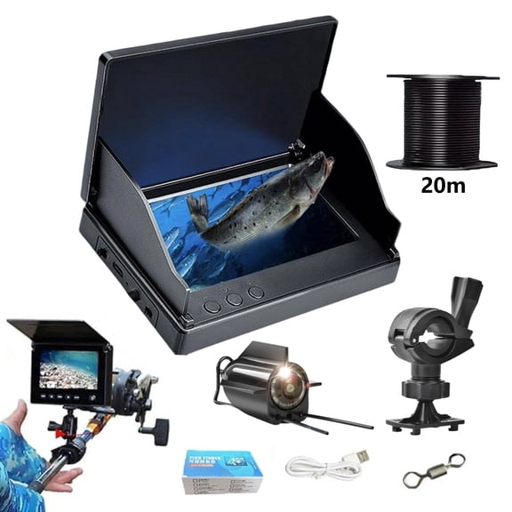 Camlekor Underwater Fishing Camera, Featuring A 4.3-inch Display, HD Fish Finder with A 140° Wide-angle Lens, Bait Light, Anti-glare Screen, and Adjustable Mount.