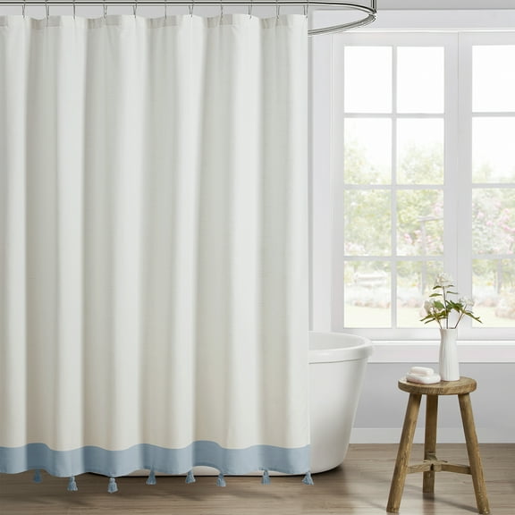 My Texas House Light Blue Tassel Fabric Shower Curtain, 72" x 72"