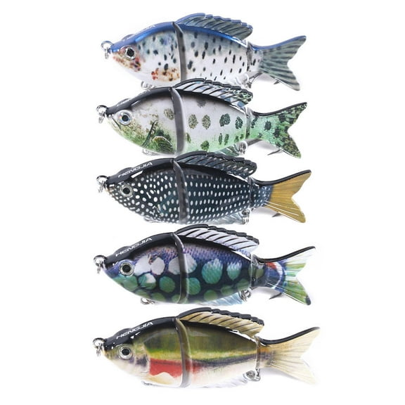 HENGJIA Fishing Lures, 5pcs Large Multi Jointed Fish Fishing Kits Slow Sinking Lifelike Swimbait Freshwater and Saltwater for Trout Bass Lures, 3.74"/0.79oz