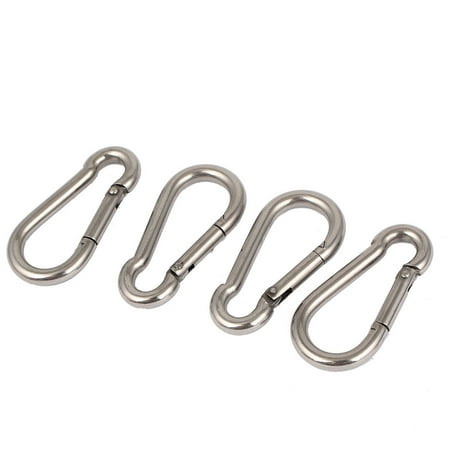 - 5mm Thickness Spring Carabiner Snap Hook Hanger Locking Hardware 4PCS