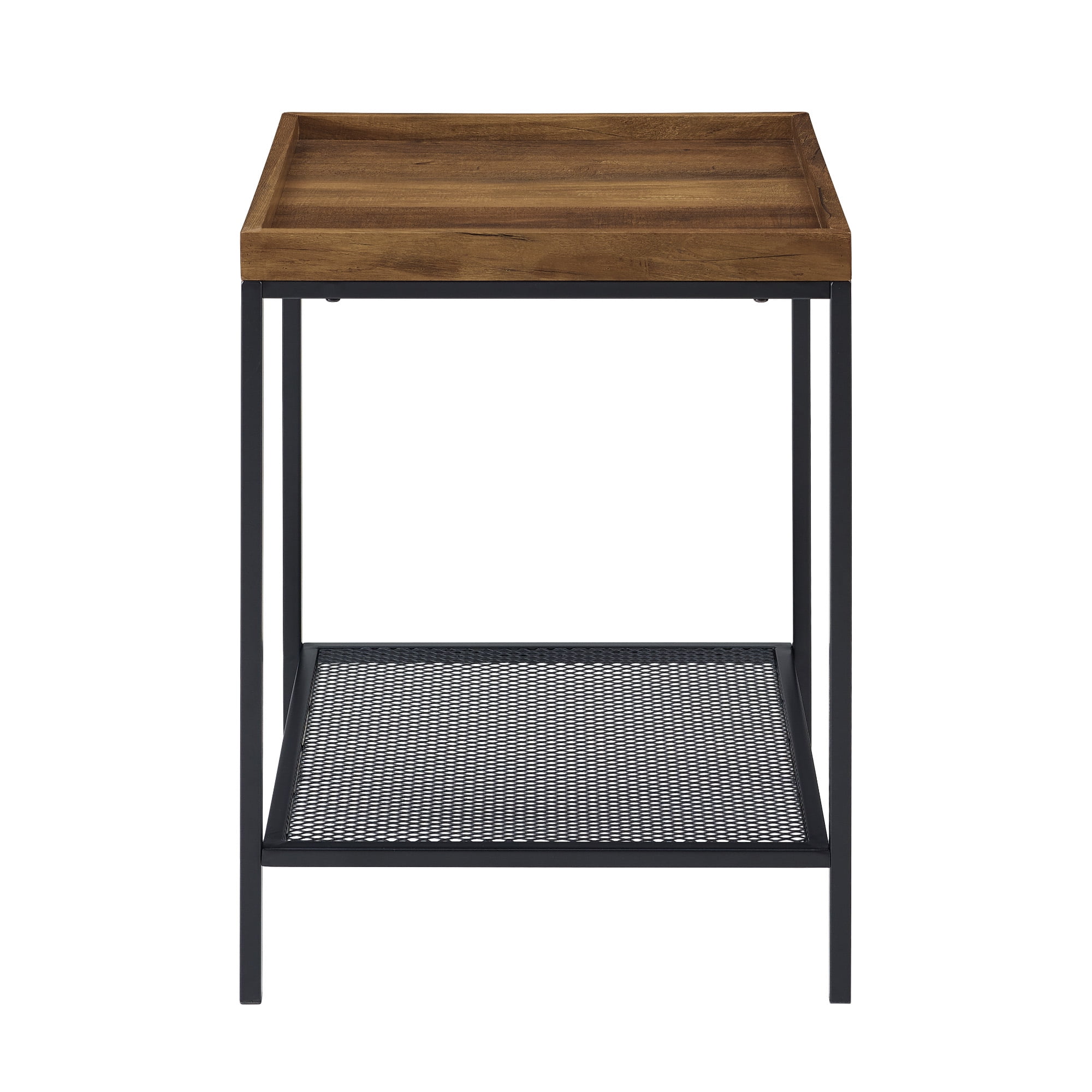 Frankie Metal and Wood Tray Top Barnwood End Table by River Street Designs