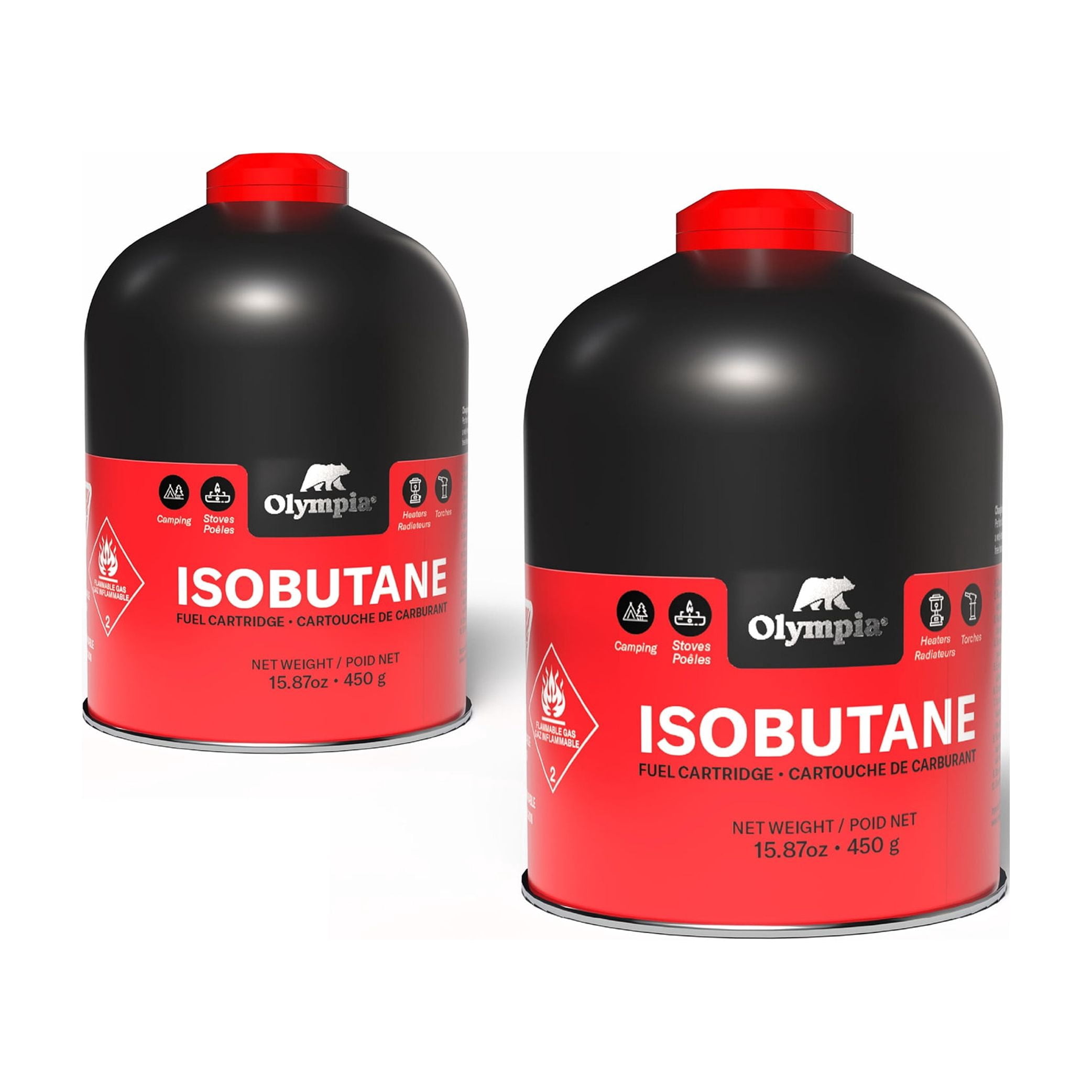 Olympia 2-Pack 450g Isobutane Propane Camping Fuel Canister