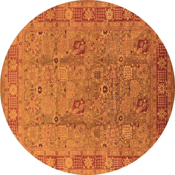 Ahgly Company Indoor Round Oriental Orange Industrial Area Rugs, 6' Round