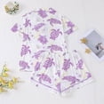 thumbnail image 4 of MAIHAN Summer Pjs for Women Set Short Sleeved Shorts Cute Printed Sleepwear Button Up Summer Cute Pjs Kawaii Clothes Pyjamas Sleepwear(Purple,L), 4 of 6