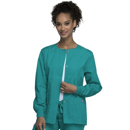

Cherokee Workwear Prints Women s Scrubs Jacket Snap Front Warm Up 4350