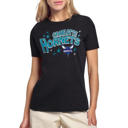 Women's Starter Black Charlotte Hornets Fireworks T-Shirt