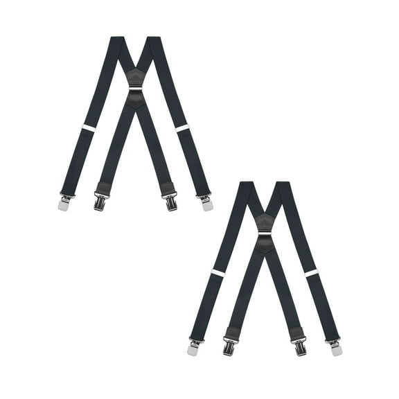 Buyless Fashion Heavy Duty 2 Pack Suspenders for Men - 48" Adjustable Straps 1 1/2" - X Back with Strong Clips - 5144-2-Gray