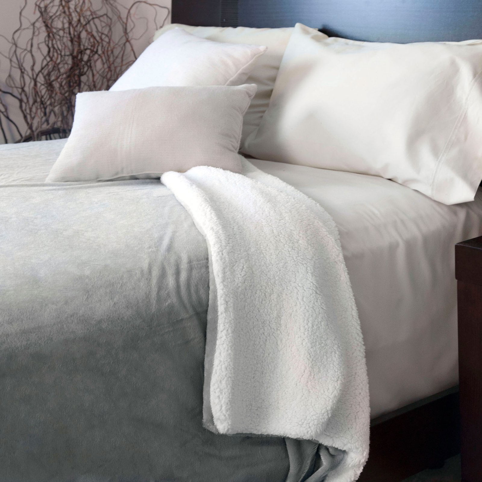 Lavish Home Fleece Blanket with Sherpa Backing