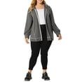 thumbnail image 3 of Unique Bargains Women's Plus Size Fleece Jacket Zip Front Long Sleeve Hoodie, 3 of 6
