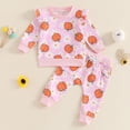 thumbnail image 2 of EnJoCho Toddler Girl Fall Football Outfit Set - Rufle Long Sleeve Pullover Sweatshirt Top & Jogger Pants 2-Piece Coordinated Comfort Clothes, 2 of 5