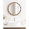 thumbnail image 3 of Kate and Laurel Endicott Modern Geometric Round Wall Mirror, 26 Inch Diameter, Natural Rustic, Transitional Faceted Wood Circle Mirror for Use as Bathroom Mirror for Over Sink or Cute Nursery Mirror, 3 of 9